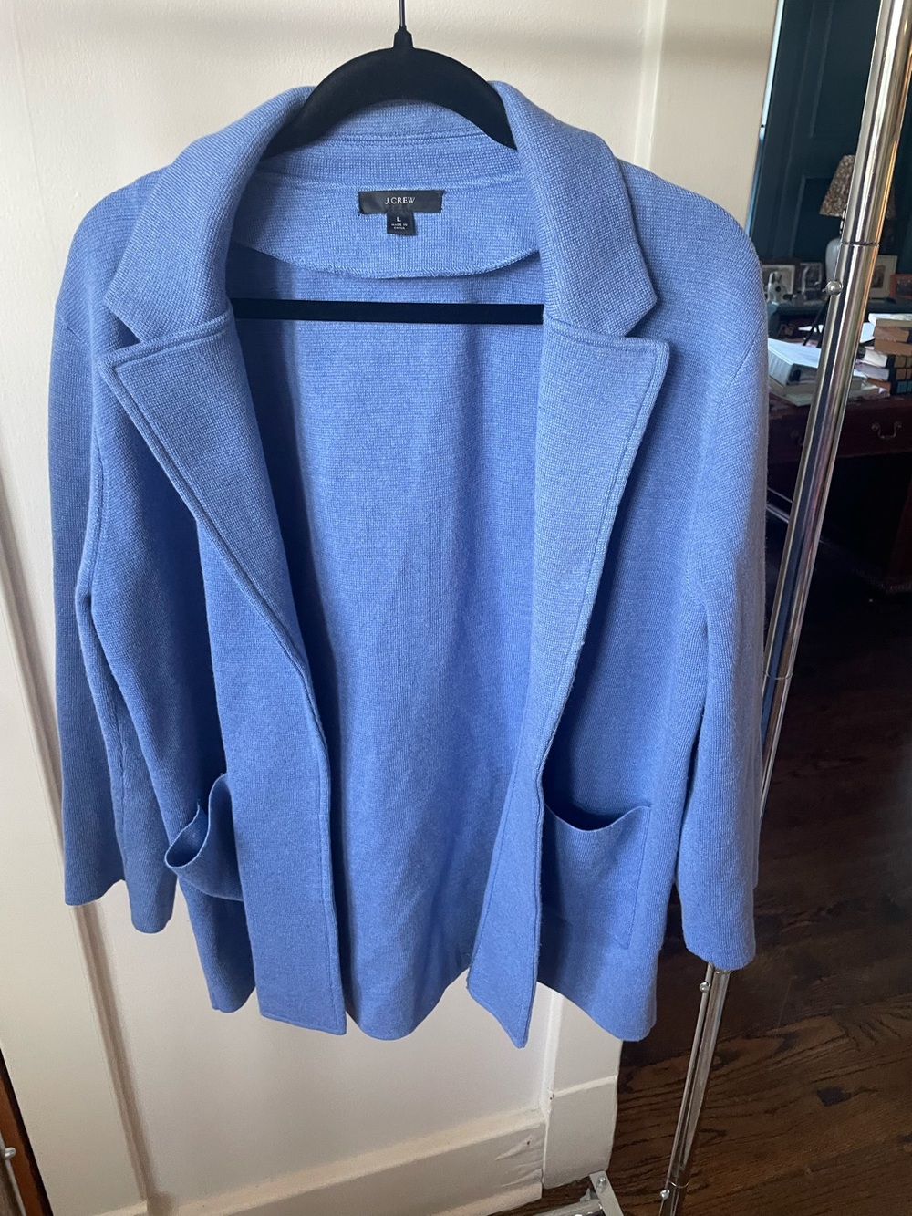 J. Crew Periwinkle Open-Front Knit Blazer